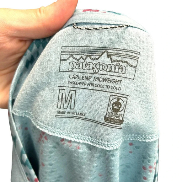 Patagonia Capilene Midweight Crewneck Top IceFall Big Sky Blue Size Medium - Picture 8 of 11